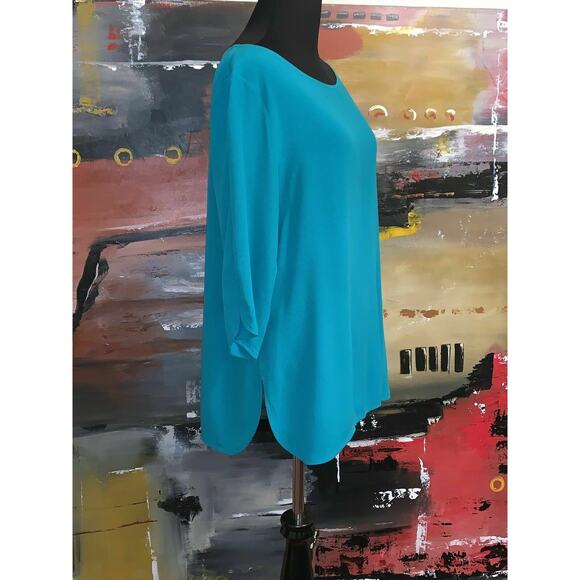 Violet & Claire Teal 3/4 Sleeves Tunic Blouse Size M - Picture 11 of 12